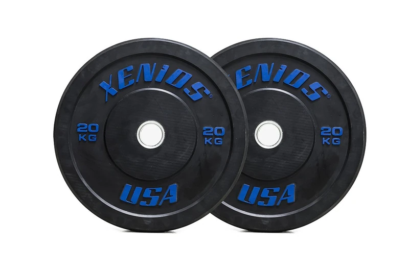 Xenios USA Rubber Bumper Plate with Inner Ring made from stainless steel, Black-Black, 20 kg, XSBPRBPL20