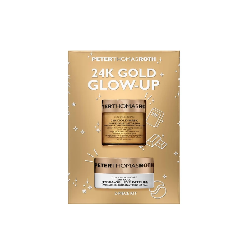 Peter Thomas Roth Holiday Kit – 24K Gold 2-Piece Luxury Skincare Set – 50ml 24K Gold Mask + 15 Pairs Hydra-Gel Eye Patches – Anti-Ageing, Firming & Hydrating