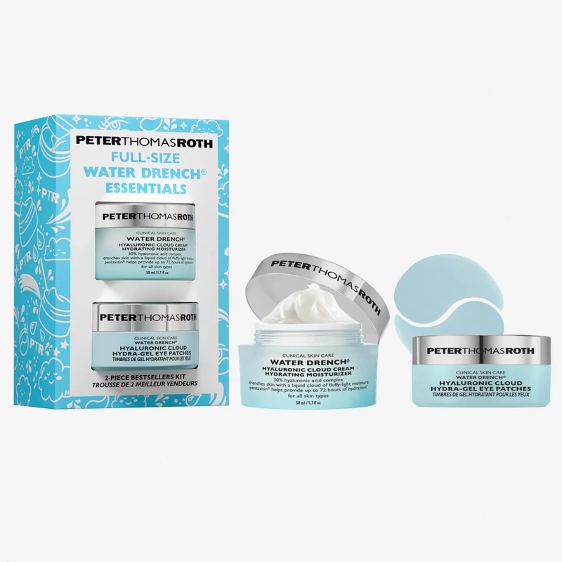 Peter Thomas Roth Water Drench® Essentials 2-Piece Set - Hyaluronic Acid Moisturising Set with Cloud Cream & Eye Patches - Intensive Hydration for Face & Eyes - Anti-Ageing Care