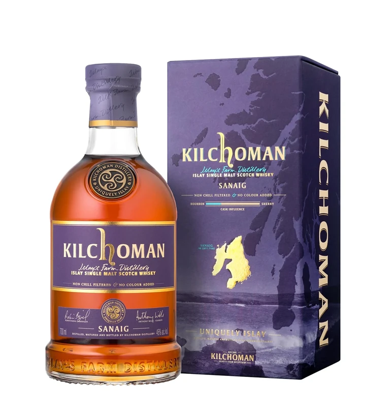 Kilchoman Sanaig | Islay Single Malt Scotch Whisky | 46% ABV | 70cl Bottle with Gift Box | Natural Colour | Multi-Award Winning | Hand-crafted on Isle of Islay | Oloroso Sherry Cask Influence