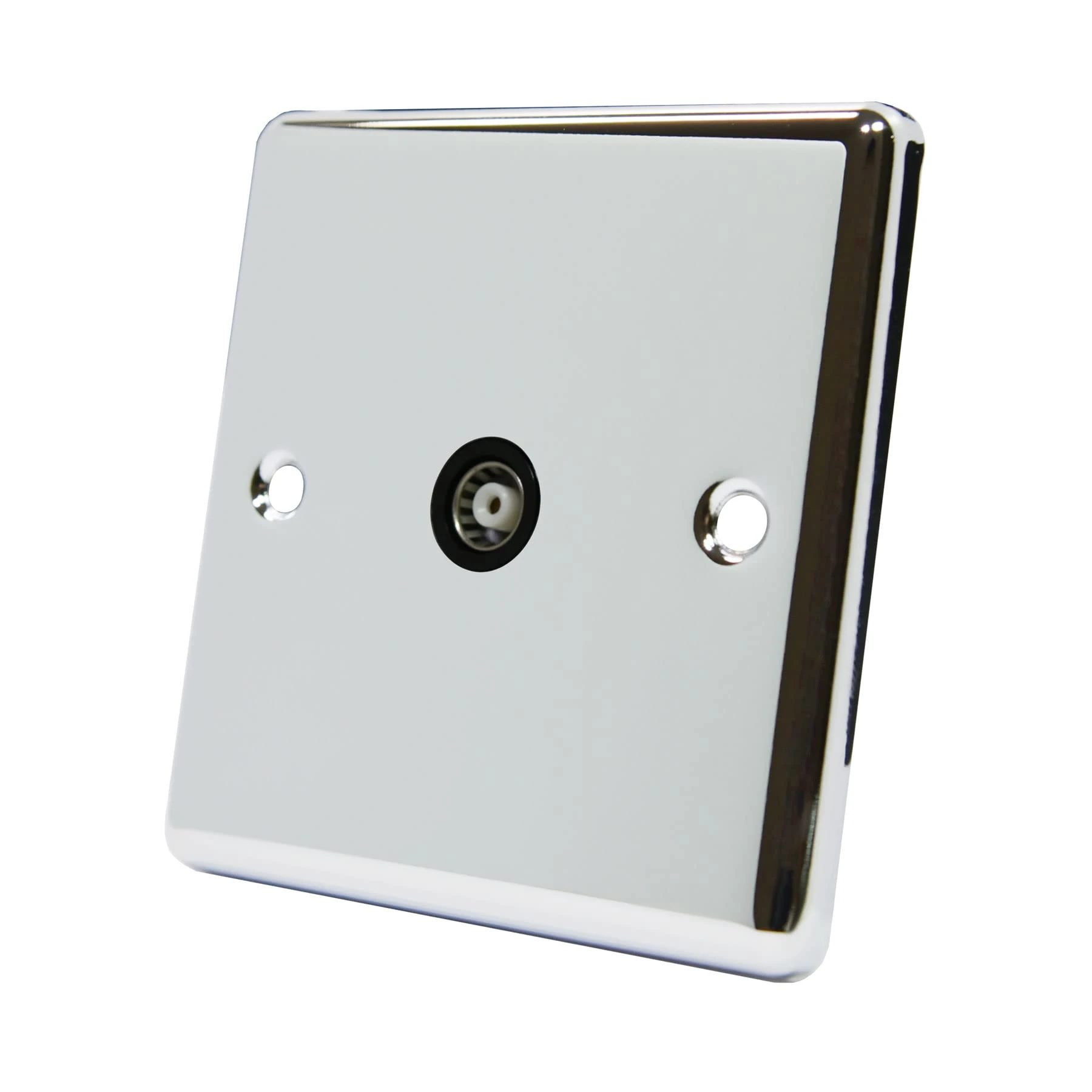 AET CPC1GTVBL 1 Gang Classical Chrome Polished TV Aerial Coaxial Female Black Insert Socket