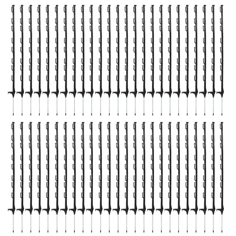 50 x 4ft Black Electric Fence Plastic Poly Posts Temporary Fencing Horse Paddock Line Stakes Poles