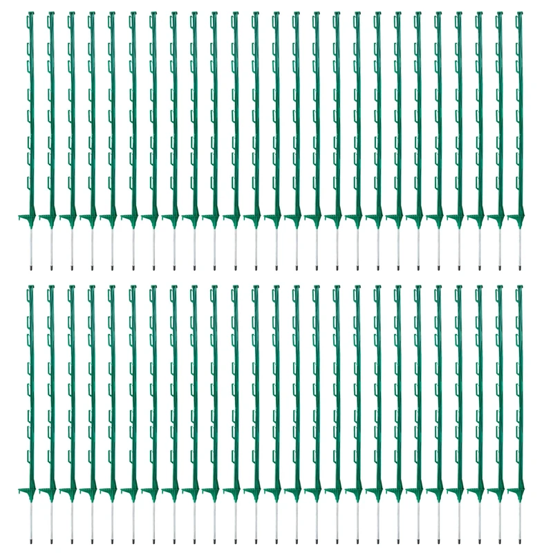 50 x Green 4ft Plastic Fence Post Stake Event Horse Paddock Safety Electric Fencing