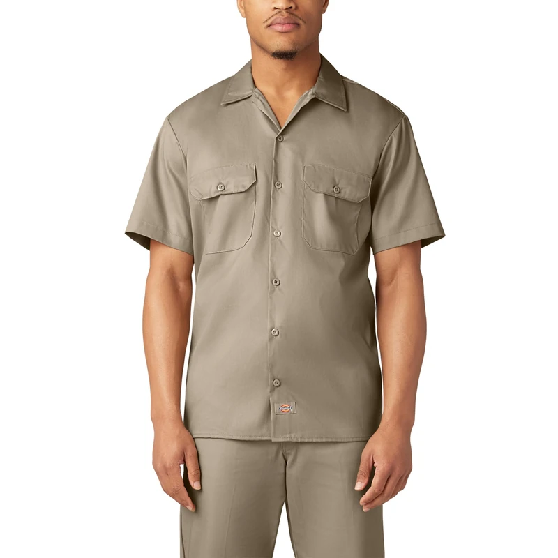 Dickies Men's short button down shirts, Desert Sand, M UK