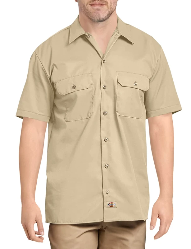 Dickies Men's Short-Sleeve Work Shirt, Desert Sand, X Large, Desert Sand, XL