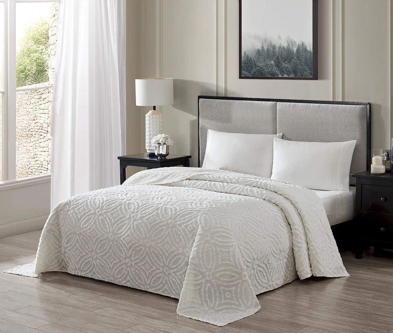 Beatrice Home Fashions Chenille Bedspread, Ivory, Full - Image 1