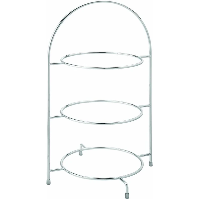 Utopia Chrome 3 Tier Cake Plate Stand 43cm to Hold 3X 25cm Plates - Afternoon Tea Display Stand