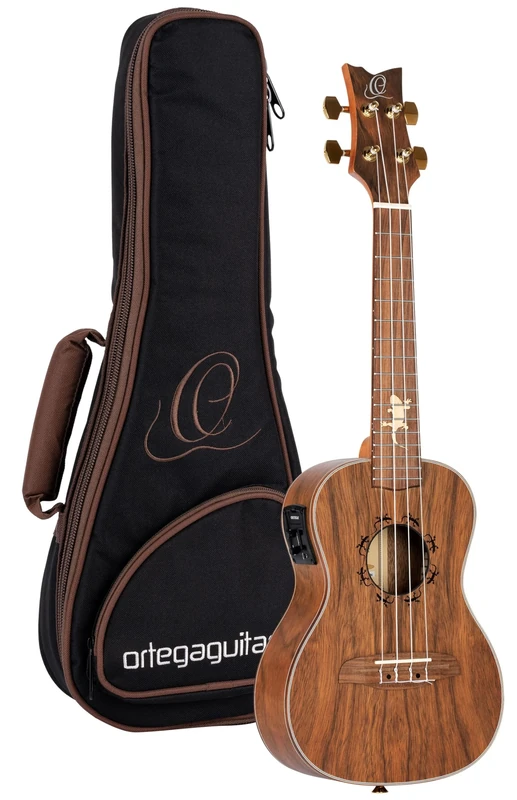 Ortega Guitars Concert Ukulele Electro-Acoustic – Lizard Series – Including Gigbag – Paldao, Natural (LIZARD-CC-GB)