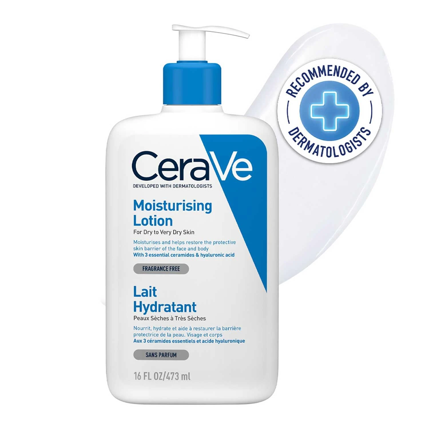 CeraVe Moisturising Lotion, Daily Face & Body Moisturiser, With 3 essential ceramides & hyaluronic acid, For dry to very dry skin, 473 ml/16 oz