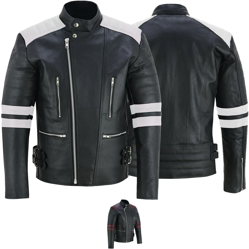 German Wear Leather Motorcycle Jacket Oldschool Retro