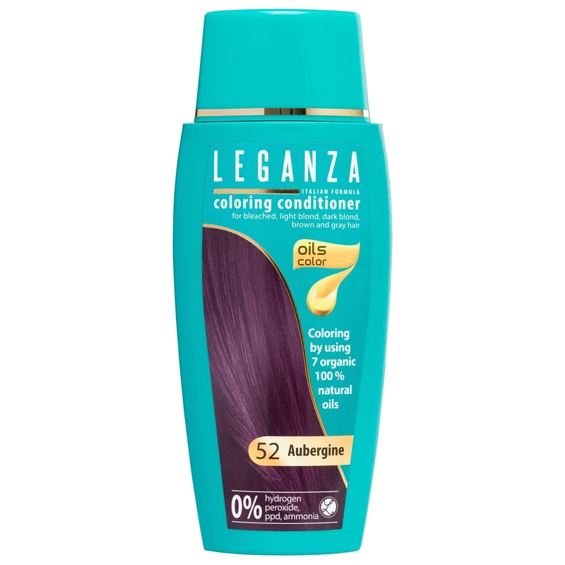 Leganza Hair Coloring Conditioner Natural Balm Color Aubergine Nº 52 | Enriched with 7 Natural Oils | Ammonia, PPD and Paraben Free | 150 ml