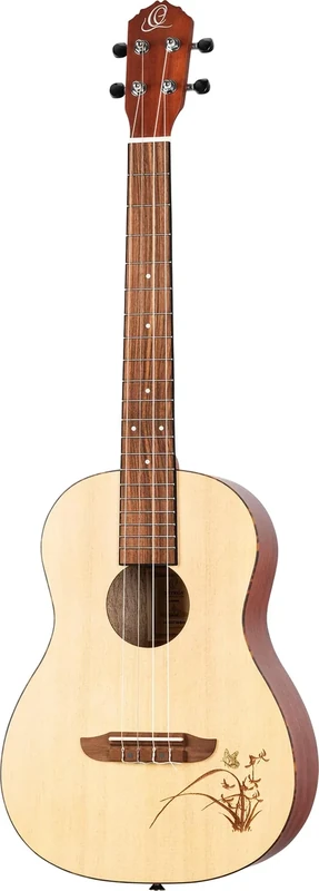 Ortega Guitars Baritone Ukulele Acoustic – Bonfire Series – Spruce, Sapele, Natural (RU5-BA)