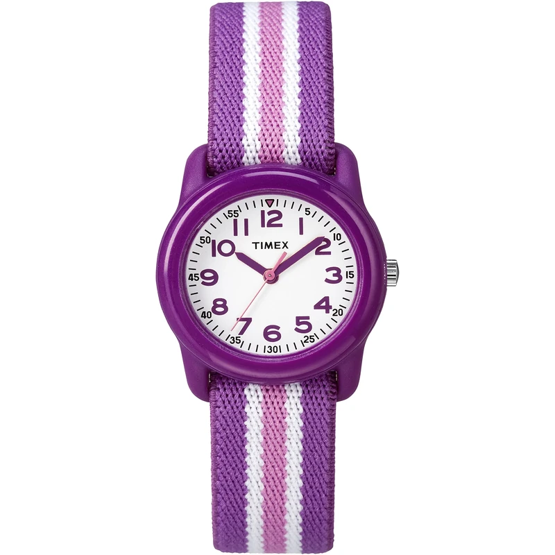 TIMEX TIME MACHINES 29mm Purple Stripe Elastic Fabric Kids Watch TW7C06100