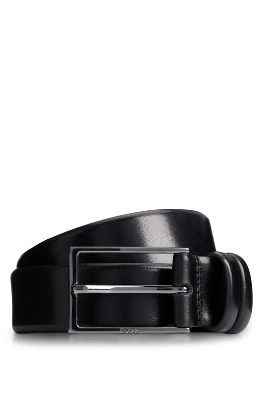 BOSS Mens Carmello Vegetable-tanned leather belt with gunmetal hardware - Image 1