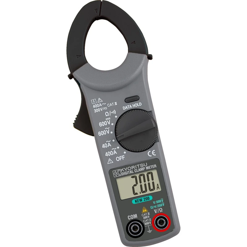 VEMER VE753200 model KEW 200 Kyoritsu KEW 200 Compact Digital Ammeter Pliers for Measuring AC Currents, AC/DC Voltages, Resistance, Continuousness, Grey