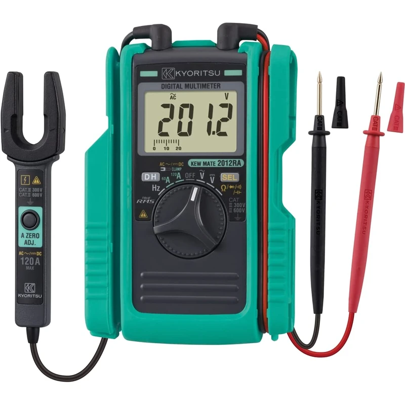 Kyoritsu KEW 2012R Digital Multimeter with Minipinza for TRMS Measurement of AC/DC Voltages, AC/DC Currents, Resistance, Contiuity, Diode, Capacity, Frequency, Grey