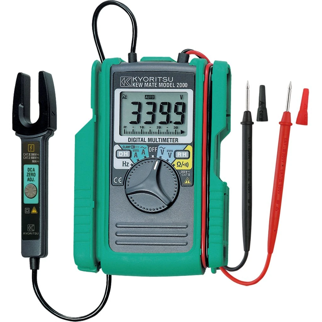 Kyoritsu KEW 2000 Digital Multimeter with Mini Pliers for Measuring AC/DC Voltage, AC/DC Current, Resistance, Continuity, Frequency, Grey