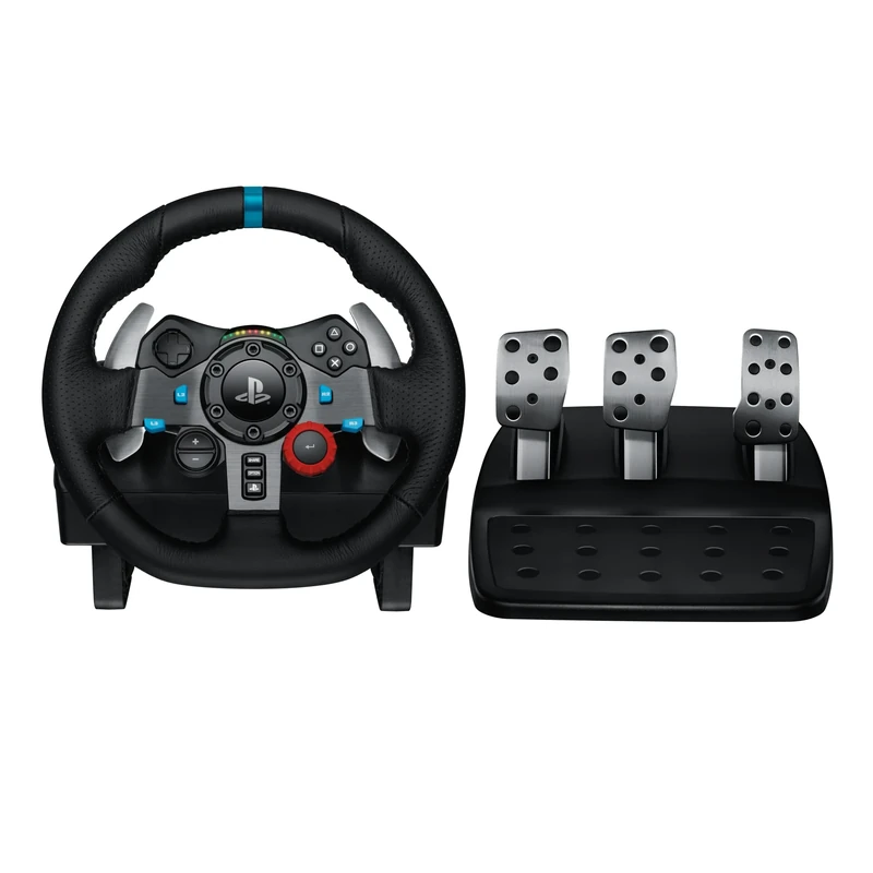 Logitech G29 Driving Force Racing Wheel and Floor Pedals, EU PLUG, Real Force Feedback, Stainless Steel Paddle Shifters, Leather Steering Wheel Cover, Adjustable Floor Pedals, PS4/PS3/PC/Mac – Black