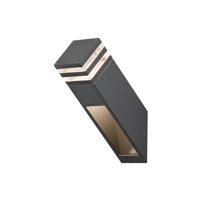 Konstsmide 7944-370 Massa Up Down Outdoor Wall Light / High Power 8 W Wall Lamp / Clear Polycarbonate Lens / Aluminium / IP54 / Outside Light Anthracite