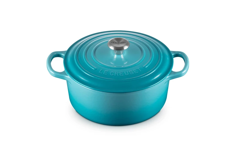 Le Creuset Signature Enamelled Cast Iron Round Casserole Dish With Lid, 22 cm, 3.3 Litre, Teal, 21177221702430