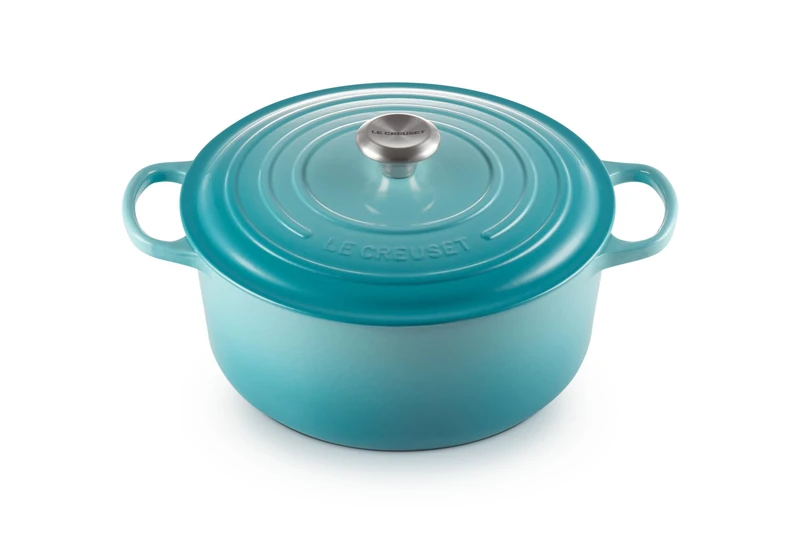 Le Creuset Signature Enamelled Cast Iron Round Casserole Dish With Lid, 28 cm, 6.7 Litre, Teal, 21177281702430