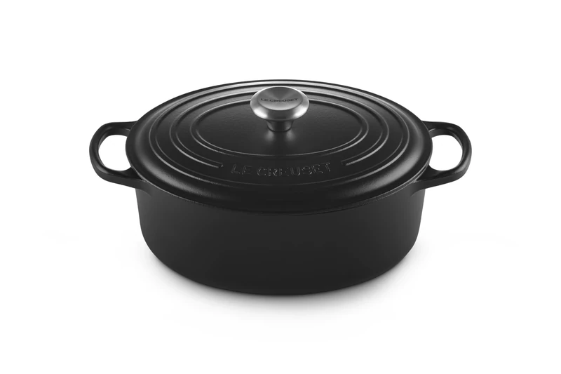 LE CREUSET Signature Enamelled Cast Iron Oval Casserole Dish With Lid, 29 cm, 4.7 Litre, Matte Black, 21178290002430