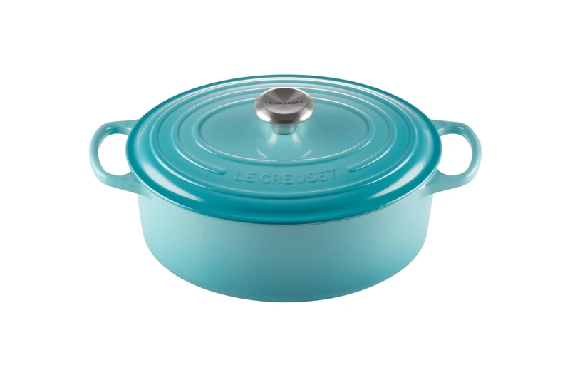 Le Creuset Signature Enamelled Cast Iron Casserole Dish with Lid - Oval, 29 cm, 4.7 Litres, Teal, 21178291702430