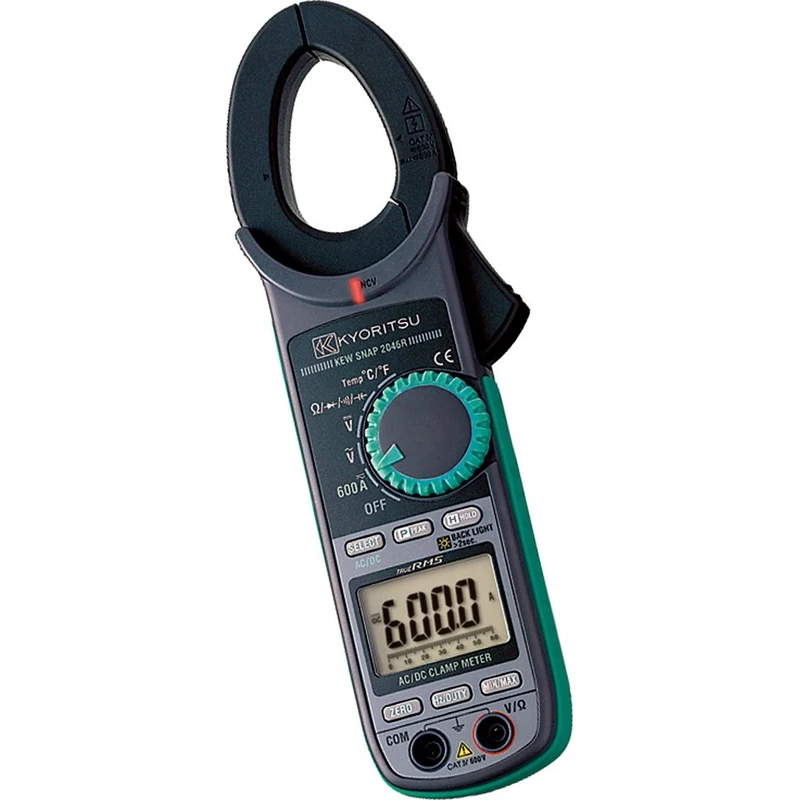 Kyoritsu KEW 2046R Digital Compact Current Clamp for Size TRMS Running AC/DC, Voltages AC/DC, Resistance, Continuity, Bicolour Diode, Frequency, Capacitance, Temperature, Picco, Grey