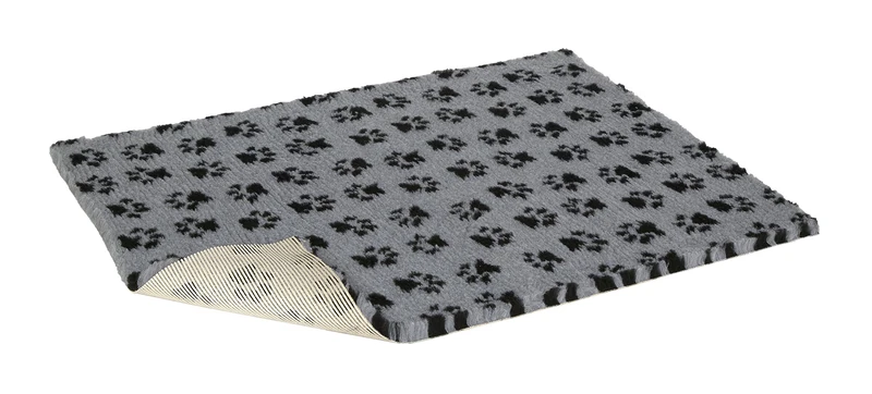 Vetbed Non-Slip Grey with Black Paw Print, 40 x 30-inch