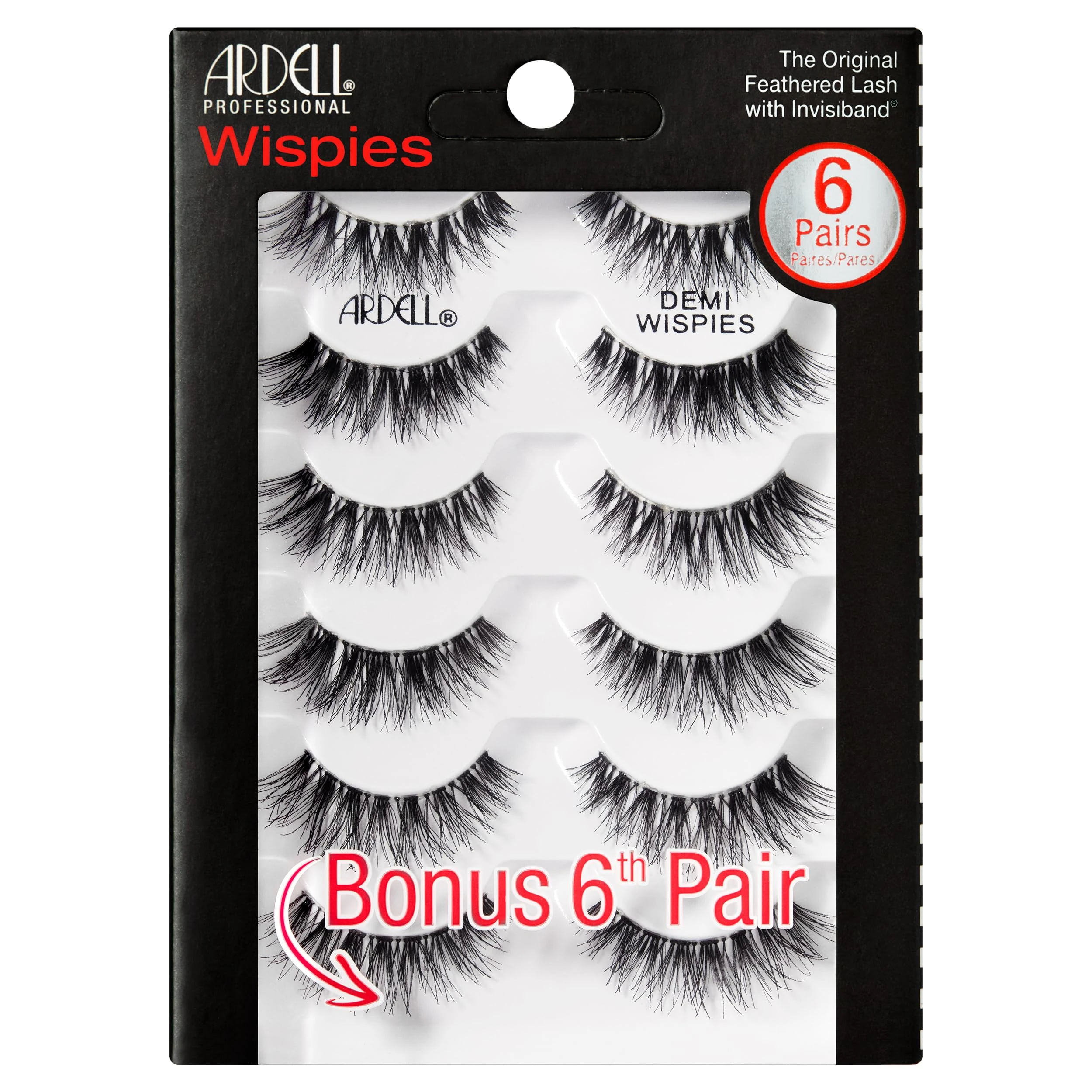 Ardell False Eyelashes Demi Wispies | 6-Pair Multipack | Natural-Looking Wispy Effect | Medium Volume & Length | Comfortable Invisiband | Vegan-Friendly & Cruelty-Free | Pack of 6