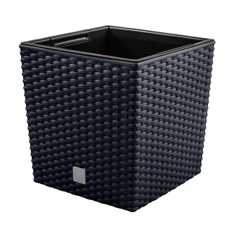 Prosper Plast DRTS325L-S433 32 x 32 x 32.5 cm Rato Low Flowerpot - Anthracite - 2 part set (with insert pot)