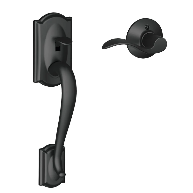 SCHLAGE FE285 CAM 622 Acc RH Camelot Trim Lower Half Front Entry Handleset with Accent Right Hand Lever, Matte Black by Lock Company