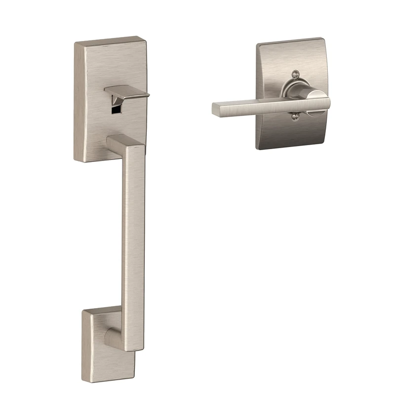 SCHLAGE FE285 Century by Latitude Century by Bottom Half Handleset with 16080 Latch and 10063 Strike Satin Nickel Finish