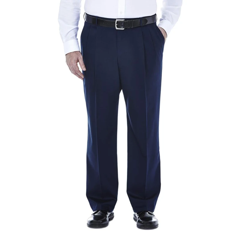 Haggar Mens Premium No Iron Khaki Classic Fit Pleat Front Regular and Big & Tall Sizes, Dark Navy - Bt, 50W x 29L