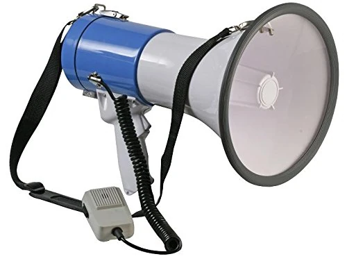 PULSE 25W Megaphone with Siren & Shoulder Strap – Handheld Portable Public Address System, CB-Style Microphone