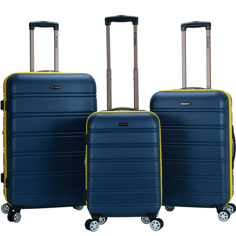 Rockland Melbourne Expandable Abs Dual Wheel Spinner Luggage, Navy, 3 Piece (20"/24"/28"), Melbourne Hardside Expandable Spinner Wheel Luggage