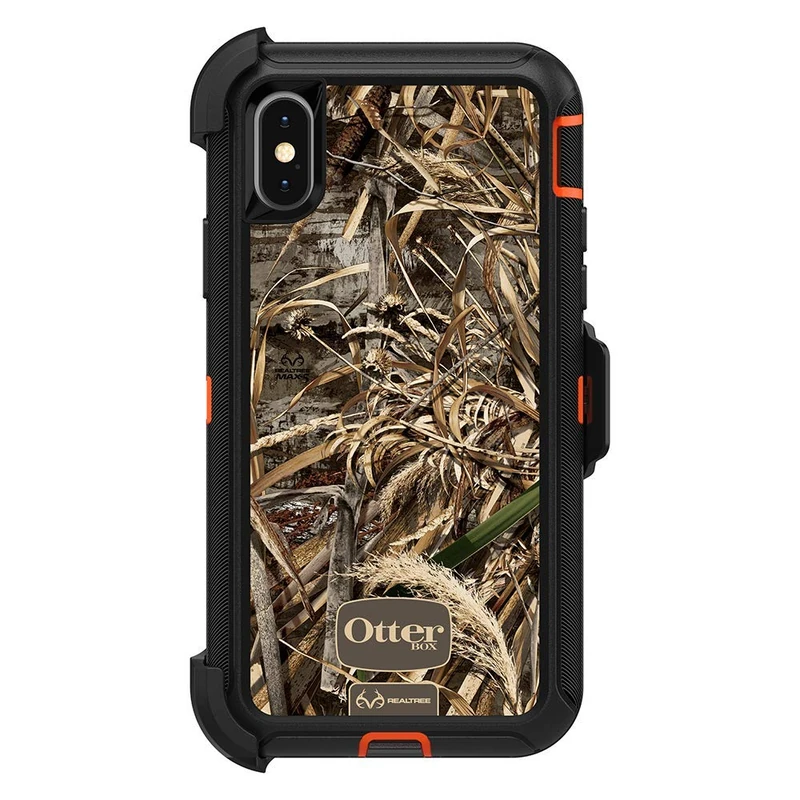 OtterBox Defender Series iPhone X Case (Blaze Orange/Black/MAX 5 CAMO)