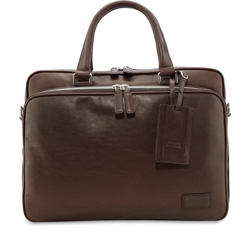 Picard Men's Authentic Cowhide Leather Laptop Bag, One Size, with Zip, Laptop Bag, Business, Coffee, Standard Size, Business
