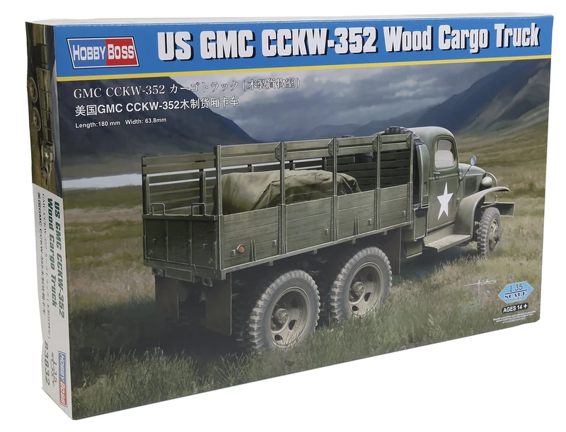 Hobbyboss 1:35 Scale US GMC CCKW 352 Wood Cargo Truck Model Kit (Grey)