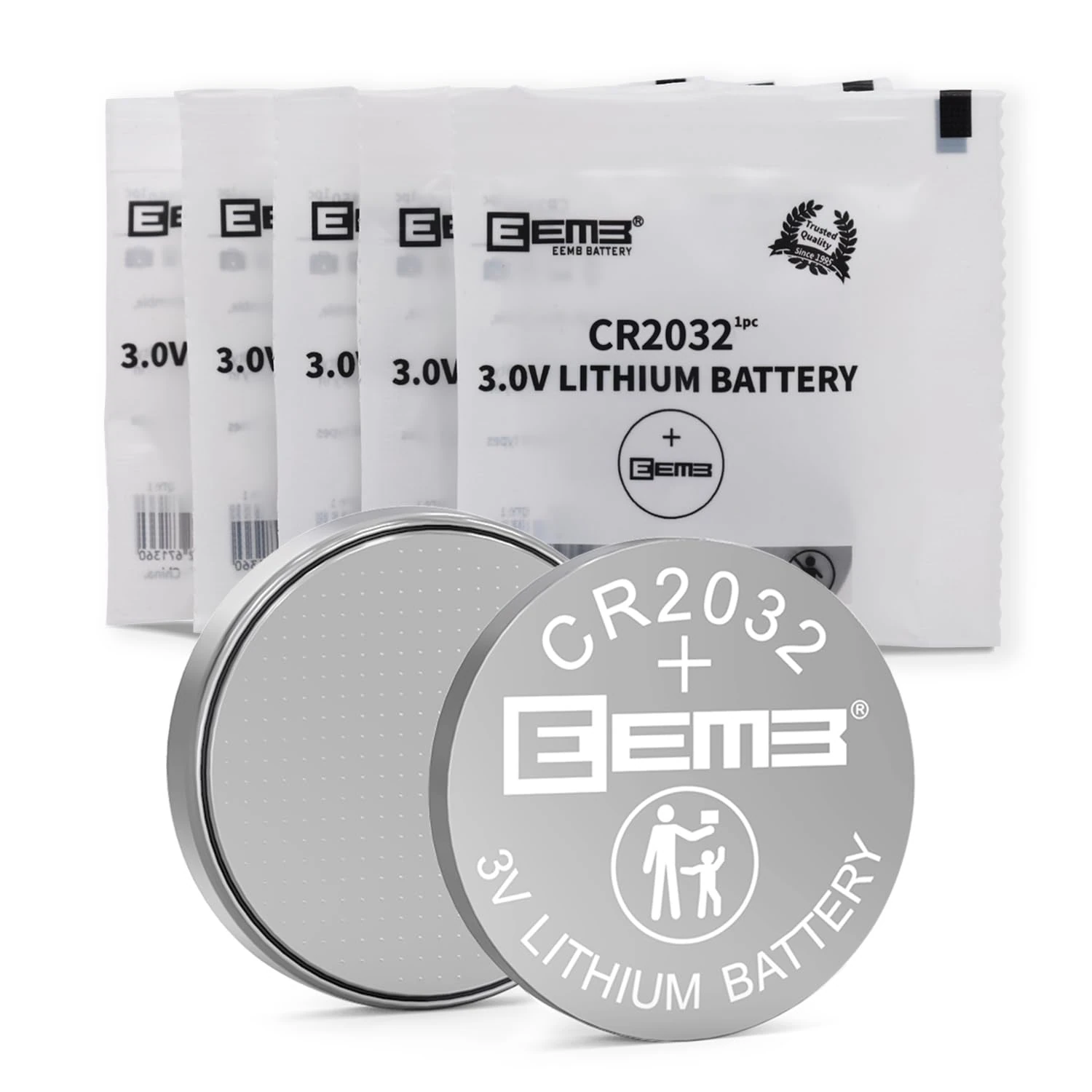 EEMB CR2032 Battery 5PACK CR2032 3V Lithium Battery Button Coin Cell Batteries 2032 Battery DL2032 ECR2032 LM2032 for Remotes Watches Calculators Medical Devices Computer Motherboards Key Fobs