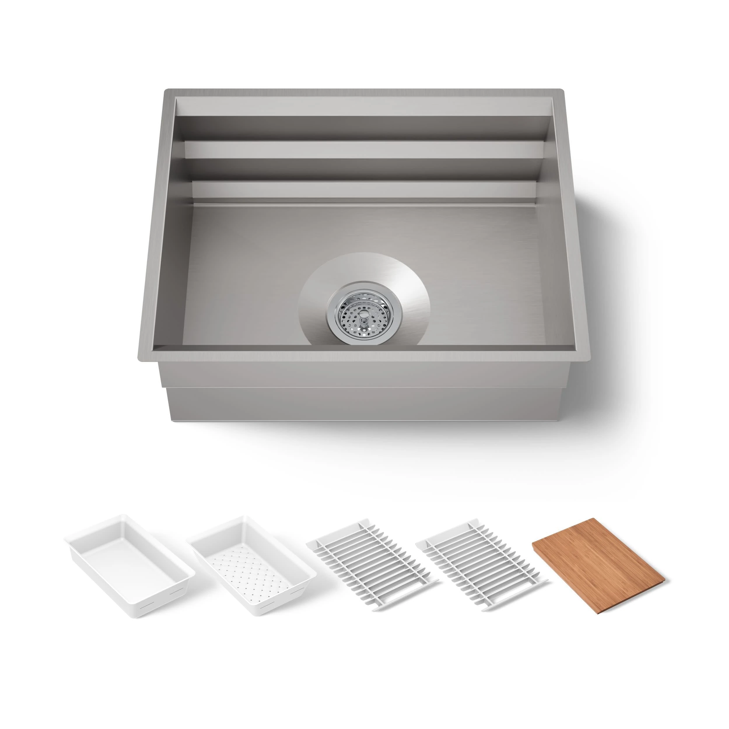 Kohler 23650-NA Prolific 23" x 17-3/4" x 10" Under-Mount Single-Bowl Kitchen Sink with Accessories, Stainless Steel