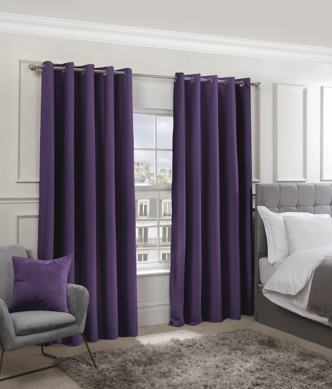 Emma Barclay – Blackout Curtains for Bedroom Living Room Thermal Insulated Woven Eyelet Blackout Curtains Cali Collection (90” x 90” Inch)(Amethyst)