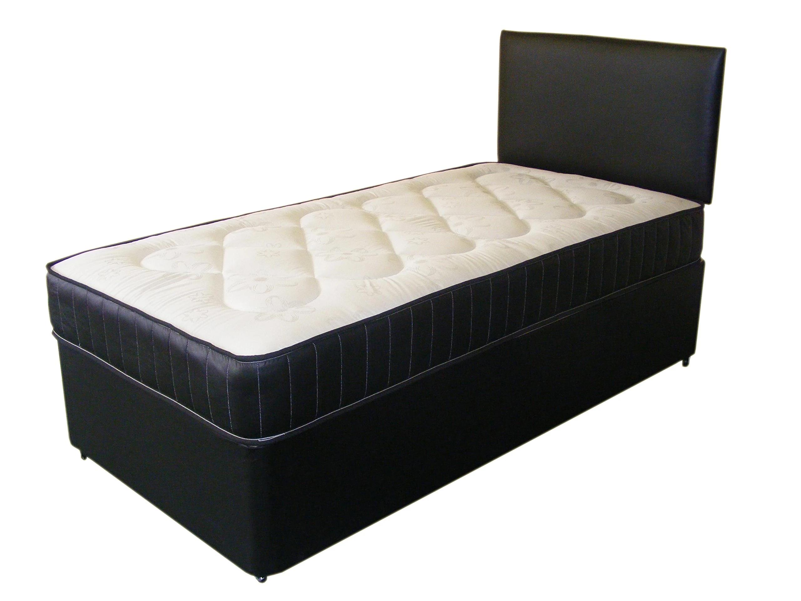Just Beds Leather Deep Quilt Divan Bed Including Deep Quilt Mattress And Headboard (Available in 2'6 Small Single - 3'0 Single - 3'6 Large Single - 4'0 Small Double - 4'6 Double) (3'0x6'3 Single)