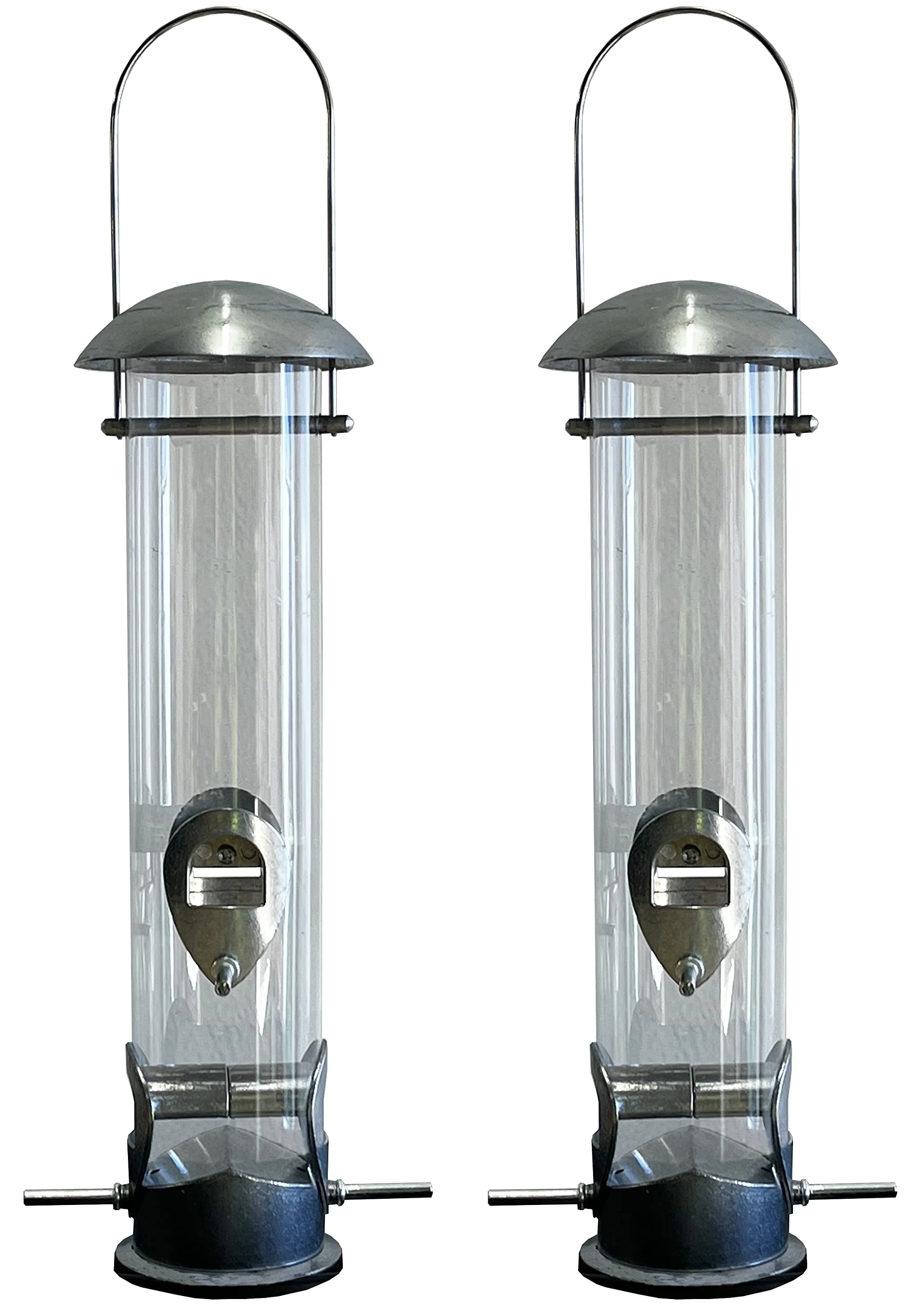 Selections Heavy Duty Aluminium Wild Bird Hanging Seed Feeders with 4 Feeding Ports - Set of 2