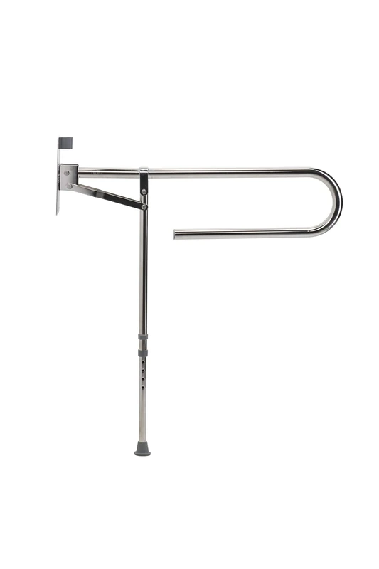 Croydex Stainless Steel Foldaway Hand Rail with Drop Down Leg, White, 710 x 100 x 850 mm