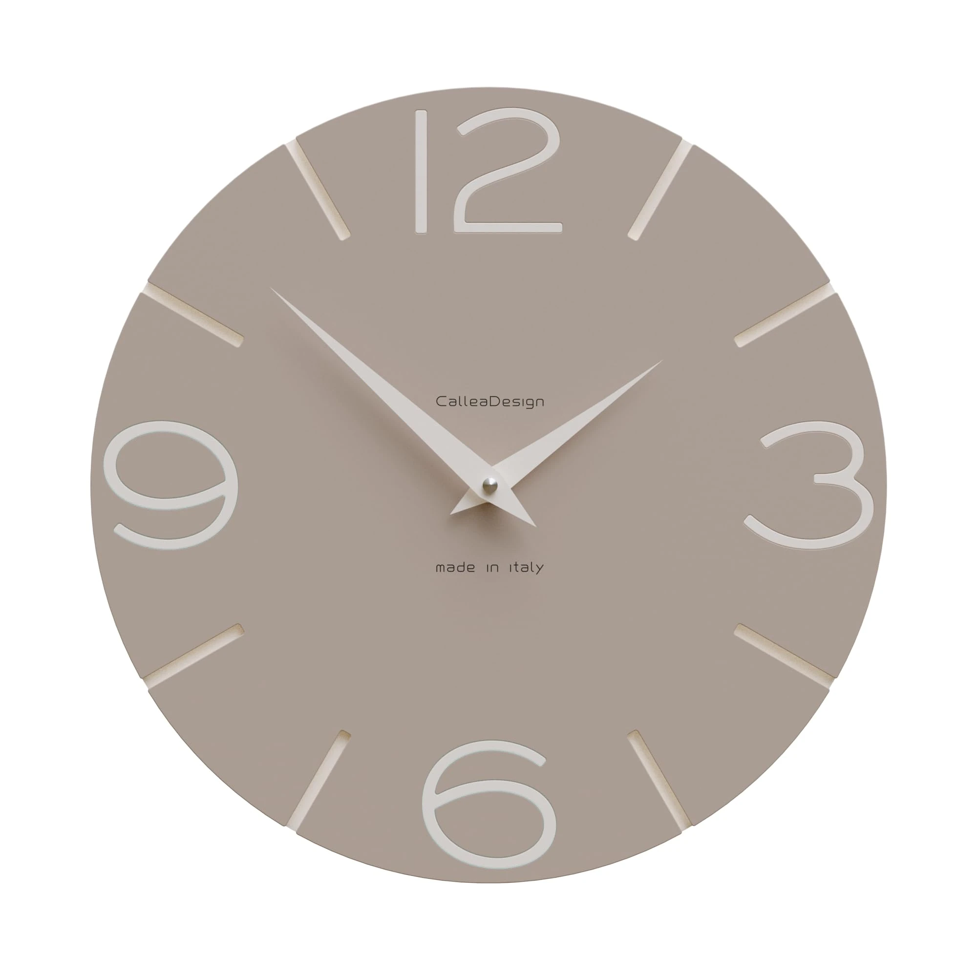 CalleaDesign - Smile Wall Clock, Handcrafted Made in Italy, 30 cm, Elegant and Silent [latte and linen]