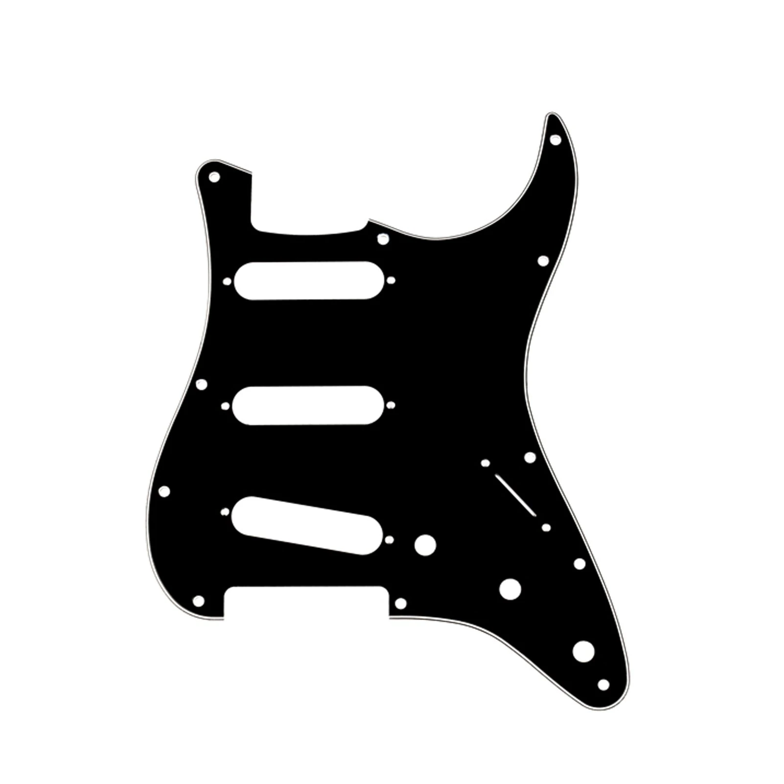Musiclily 11 Hole SSS Strat Pickguard Scratch Plate for Fender USA/Mexican Standard Stratocaster Modern Style Electric Guitar, 3Ply Black