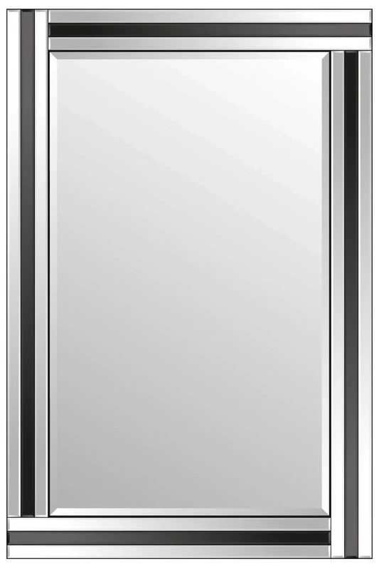 Eva Rectangle Black Glass Framed Bevelled Wall Mirror (48x32)