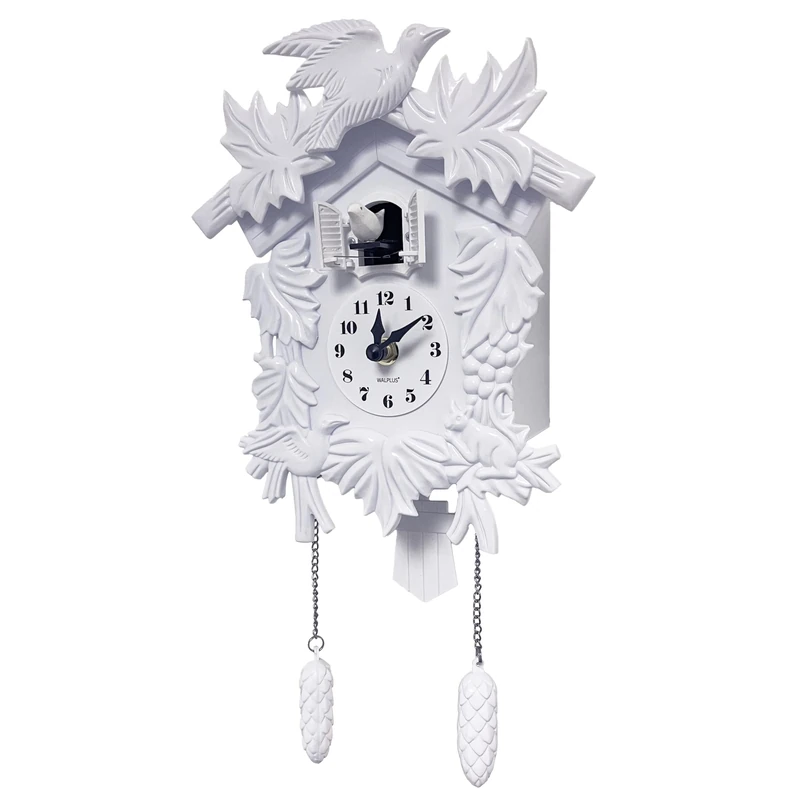 WALPLUS 20.2x37cm White Vintage Cuckoo Clock With Cuckoo Call Simple Fashionable antique style Pendulum Clock Home DIY Decoration Office Accessories Minimalist Design Bedroom Decor Stylish Living Room