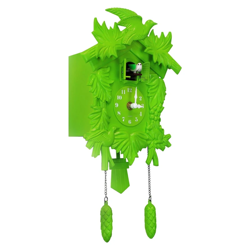 Walplus 20x37 cm Cuckoo Clock Wall Home Decoration DIY Living Bedroom Office Décor Plastic Kids Room Gift, Green